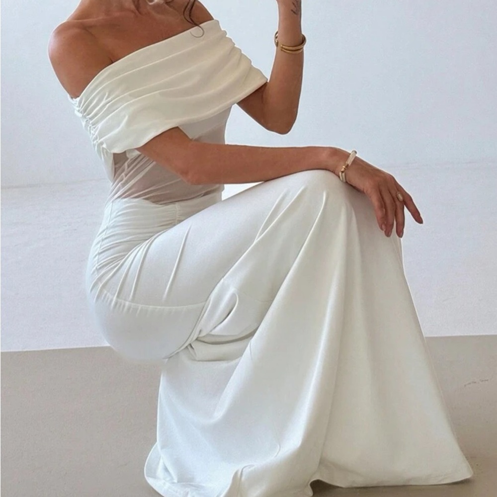 Off the Shoulder Mesh Dress- Medium